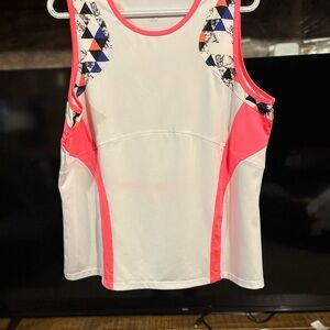 Tail White Tank with Neon Coral Trim size XL